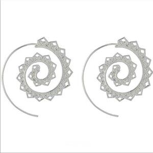 Boho Silver Spiral Earrings